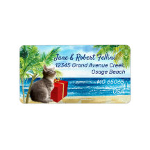 Cute kitten giftbox bord de mer fête étiquette