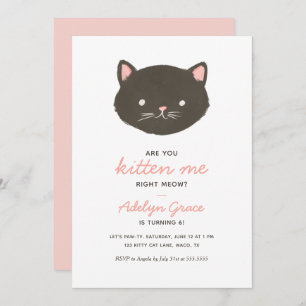 Cute Kitten Girl Anniversaire Invitation