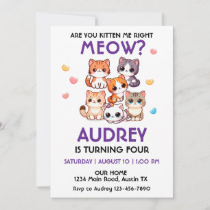 Cute Kitten Invitation Anniversaire