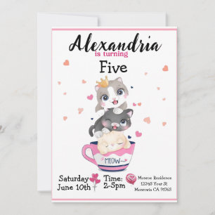 Cute kitten Invitation fête d'anniversaire