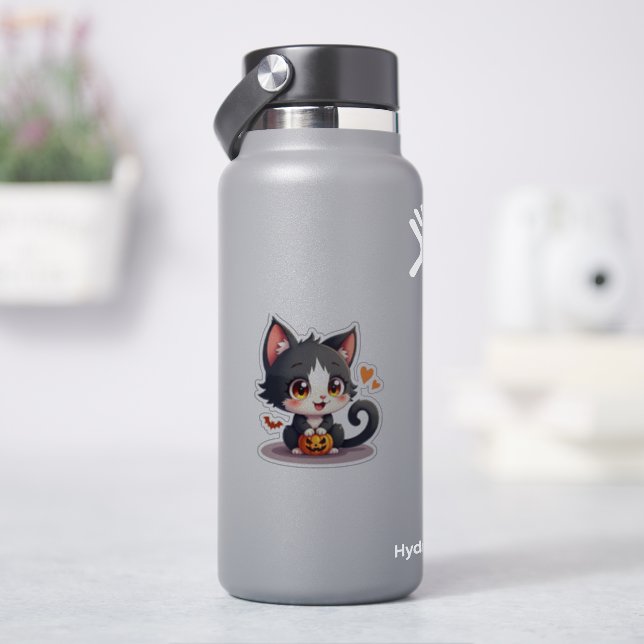 Cute Kitten noir et blanc - Sticker Éffrayant (HydroFlask)