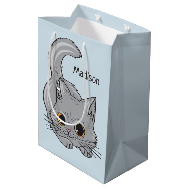 Cute Kitten personnalisé nom et couleur sacs cadea (Dos Angle)