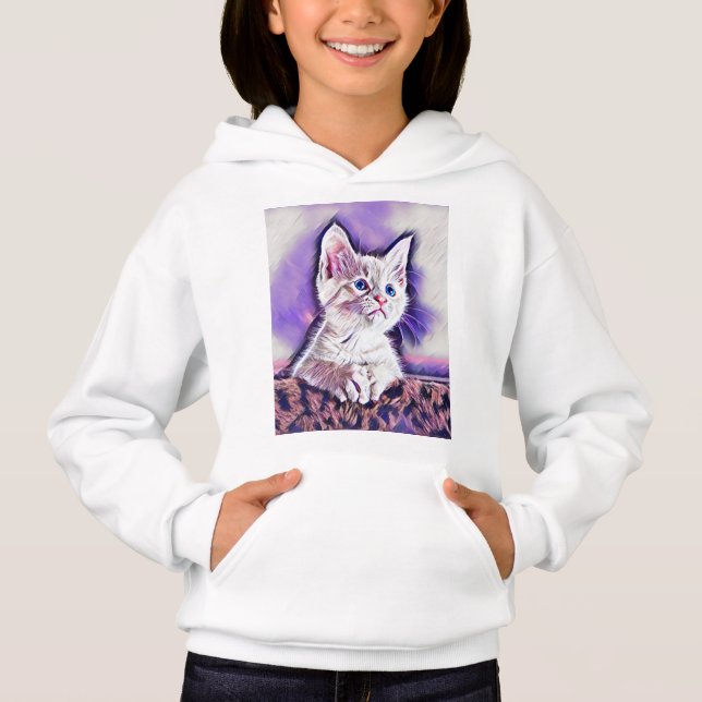 Cute Kitten Portrait Art numérique Sweat - shirt à (Devant)