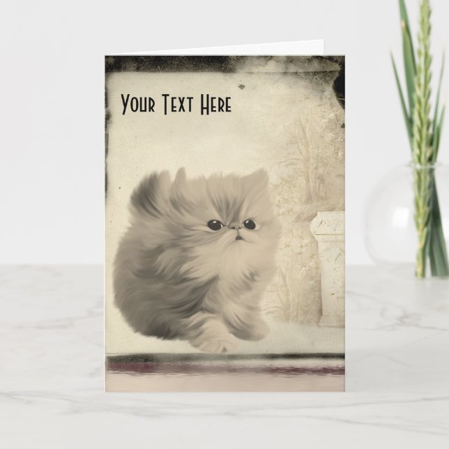Cute Kitten Vintage Look Carte photo animal (Devant)