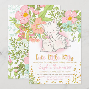 Cute Kitty Baby shower Invitation fille