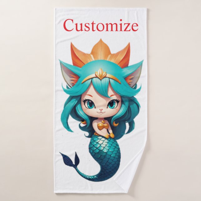 Cute Kitty Cat Mermaid Thunder_Cove (Serviette de bain)