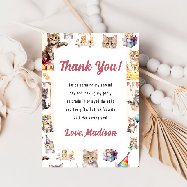 Cute Kitty Chat Anniversaire Fête Invitation (Créateur téléchargé)