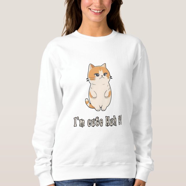 Cute Kitty Chat Design Sweatshirt Pour Chat Lady (Devant)