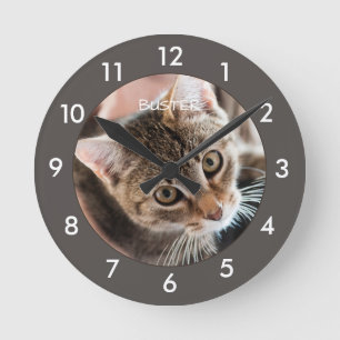 Cute Kitty Chat Horloge ronde personnalisée