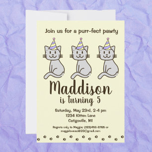 Cute Kitty Chat Invitation Anniversaire