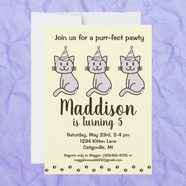 Cute Kitty Chat Invitation Anniversaire (Créateur téléchargé)