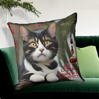 Cute Kitty Chat Lover Coussin de Noël