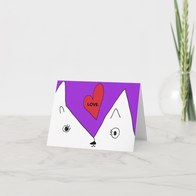 Cute Kitty envoie un Carte pour notes d'amour (Devant)