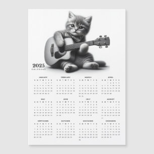 Cute Kitty Guitarist Bow Cravate 2025 Magnet Calen