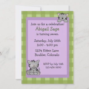 Cute Kitty Invitation d'anniversaire pour les fill