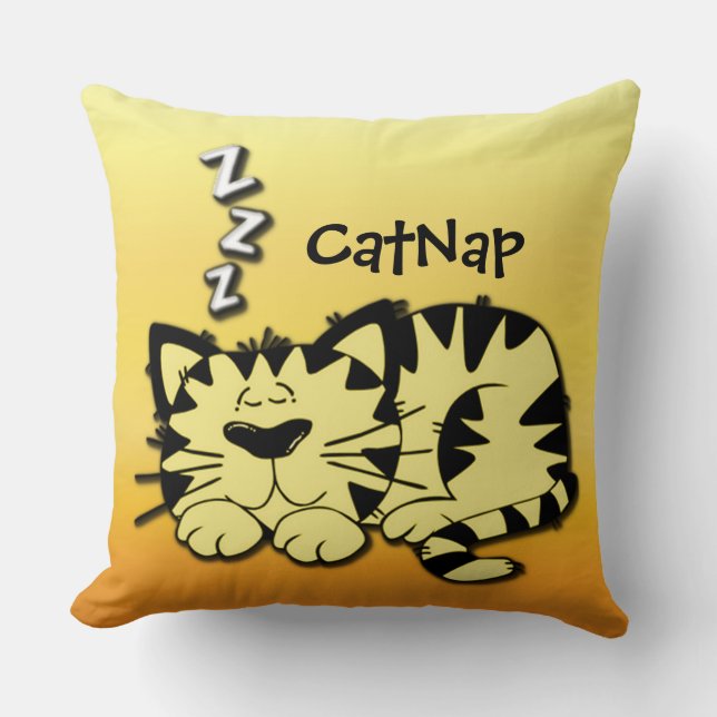 Cute Kitty Jaune Chat Nap Jeu Oreiller (Recto)