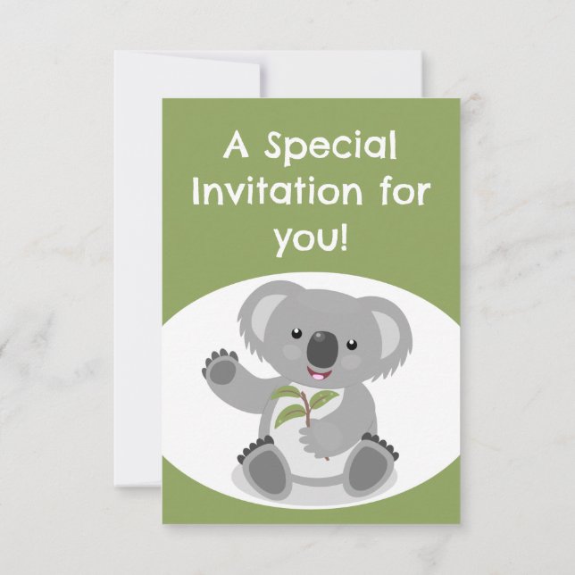 Cute Koala anniversaire personnalisé Invitation (Dos)