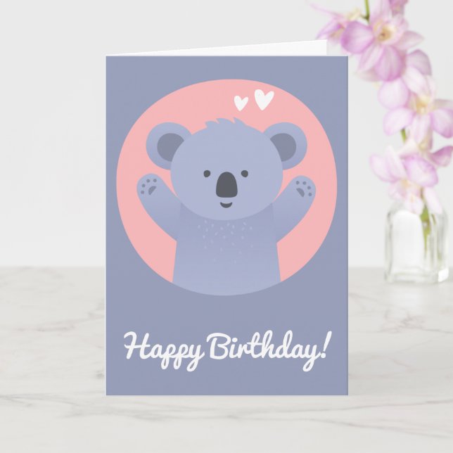 Cute Koala Bear - Carte Anniversaire de enfant per (Orchidée)