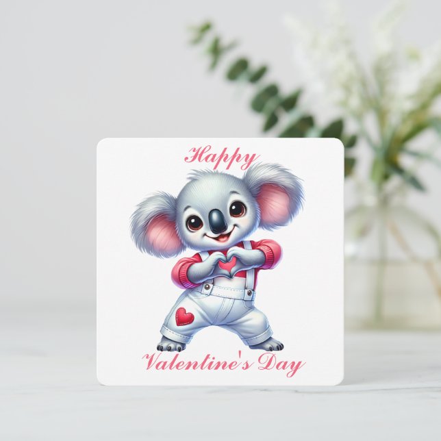 Cute Koala - Carte Saint Valentin (Debout devant)