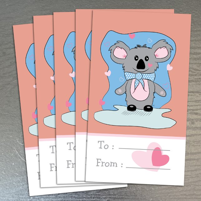Cute Koala classe Valentine's Day Folded Cartes (Front of cards.)