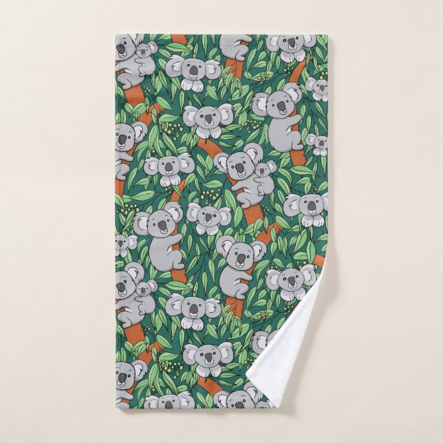 Cute Koala Motif Hunter Green (Serviette à main)