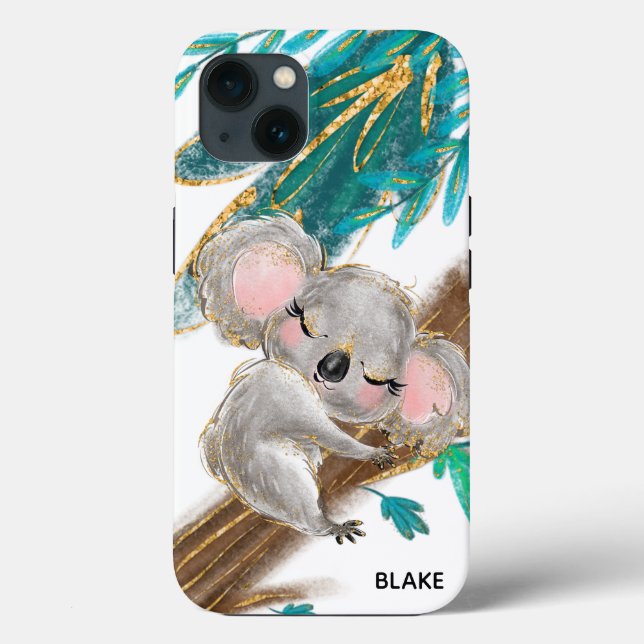 Cute Koala Ours Foliage Nom iPhone / coque ipad (Verso)