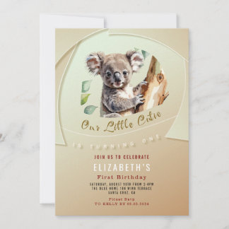 Cute Koala Première Invitation Anniversaire