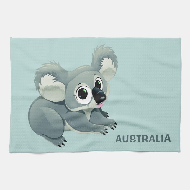 Cute Koala serviette à main en texte personnalisé (Horizontal)