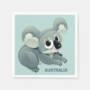 Cute Koala serviettes en papier texte personnalisé