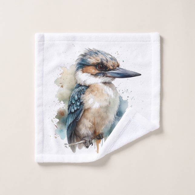 Cute Kookaburra sur une branche, personnalisé (Gant de toilette)