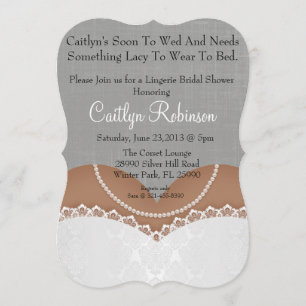Cute Lace Bra Lingerie Bridal Douche Invitation