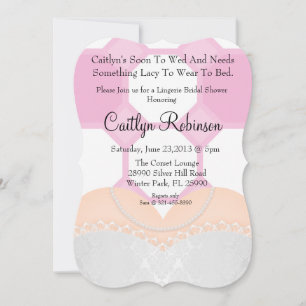 Cute Lace Bra Lingerie Bridal Douche Invitation