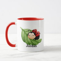 Cute Lady Bug Motif Custom Kids Mug