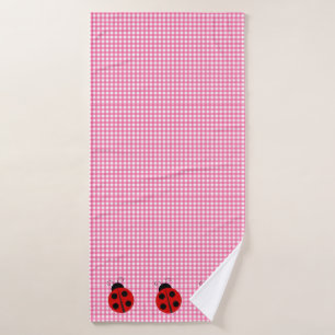 Cute Ladybug Pink and White Picnic Checks En vichy