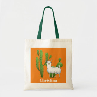 Cute Lama filles ajouter un nom sac fourre-tout