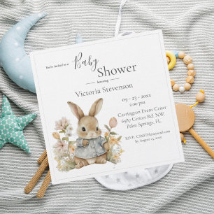 Cute Lapin Lapin Baby shower Floral Invitation