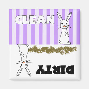 Cute lapin propre / Lave-vaisselle sale Magnet