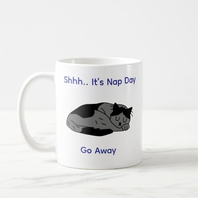 "Cute Lazy Cat Coffee Mug - Vibes du jour de la si (Gauche)