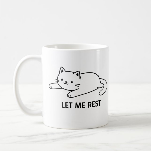 Cute Lazy Cat “Let Me Rest” Mug (Gauche)