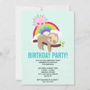 Cute Lazy Paresseux avec anniversaire de Soleil &