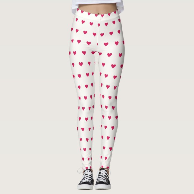 Cute Leggings de coeur blanc et rose (Devant)