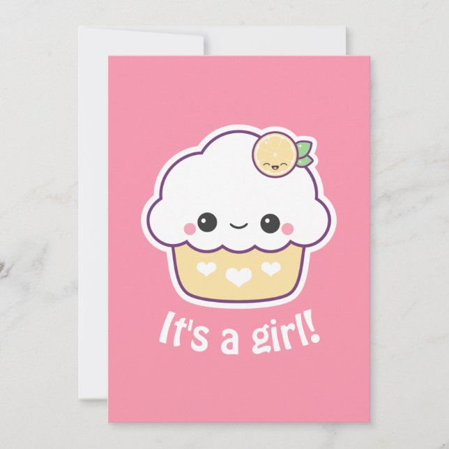 Cute Lemon Cupcake Baby Shower Invitations (Devant)