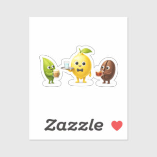 Cute Lemon Tea Friends – Custom-Cut Vinyl Sticker