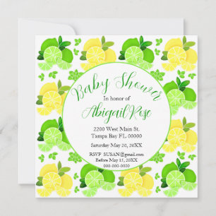 Cute Lemons limes agrumes Baby shower Invitation