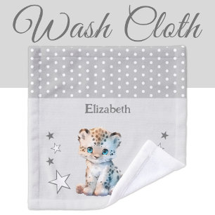 Cute léopard ajouter nom pois étoiles gris