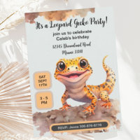 Cute Leopard Gecko Invitation de fête d'anniversai