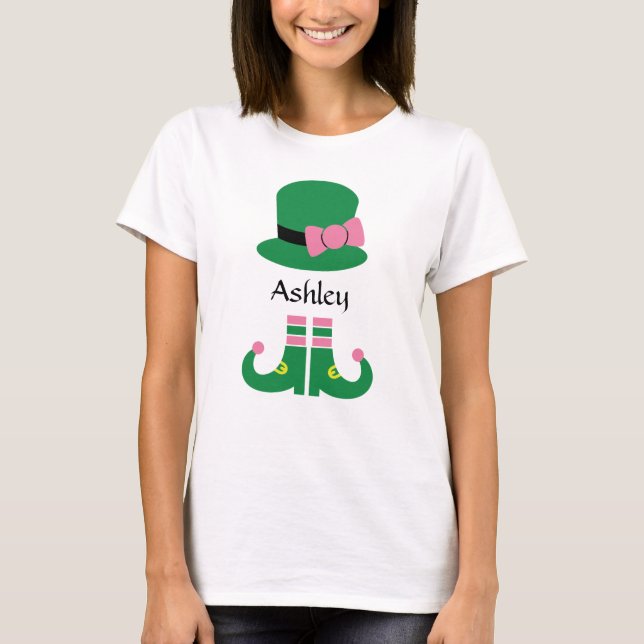Cute Leprechaun Casquette Ajouter Nom T-shirt femm (Devant)