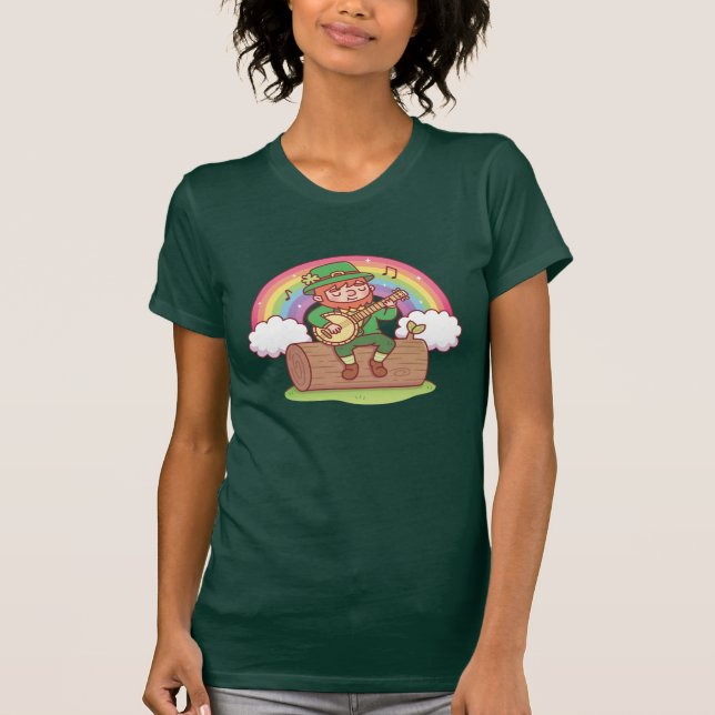 Cute Leprechaun Jouer Banjo T-Shirt (Devant)