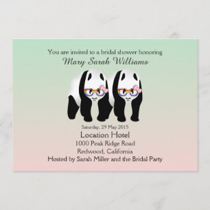 Cute Lesbian Pandas Ours Bridal Douche Invitation