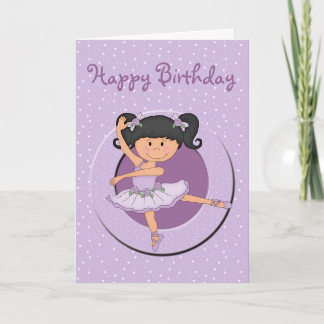 Cute Lilac Ballerina 1 Carte Anniversaire (Devant)